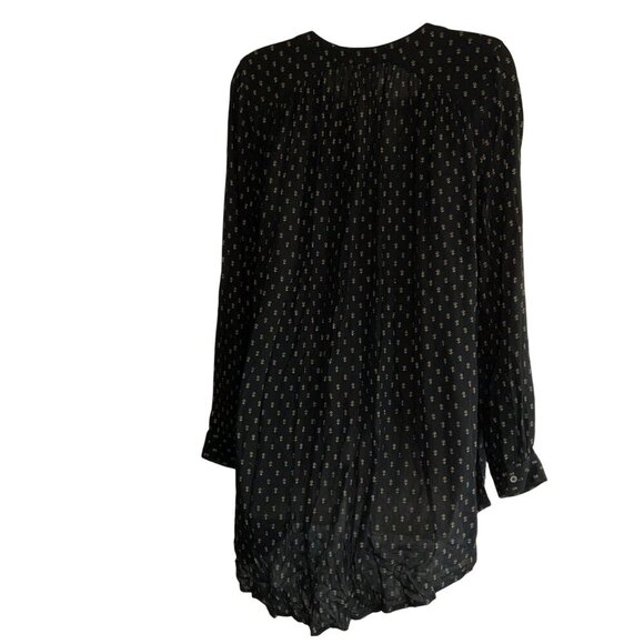 Free People Black Floral Long Sleeve Hi-Low Oversized Tunic S boho - Picture 9 of 10